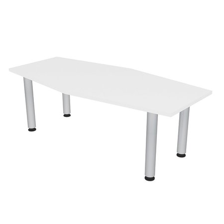 SKUTCHI DESIGNS 6 Person Hexagon Conference Table with Silver Post Legs, 6x3 Meeting Room Table, White HAR-HEXIR-34X70PT-09